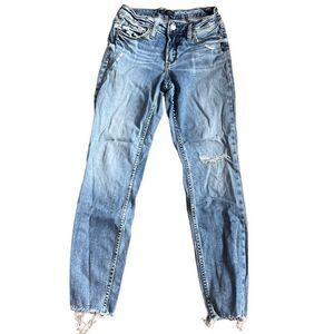 Silver jeans light wash raw hem distressed suki jeans size 27